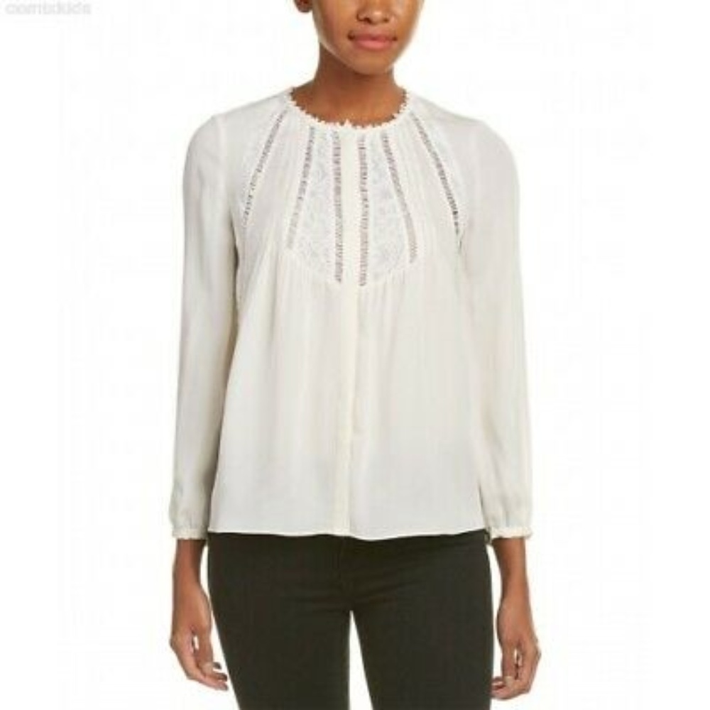 Rebecca Taylor Cream Ivory Lace Silk Blouse sz. 6